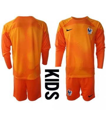 Maillot de foot France Gardien de but Domicile enfant Monde 2022 Manche Longue (+ pantalon court)